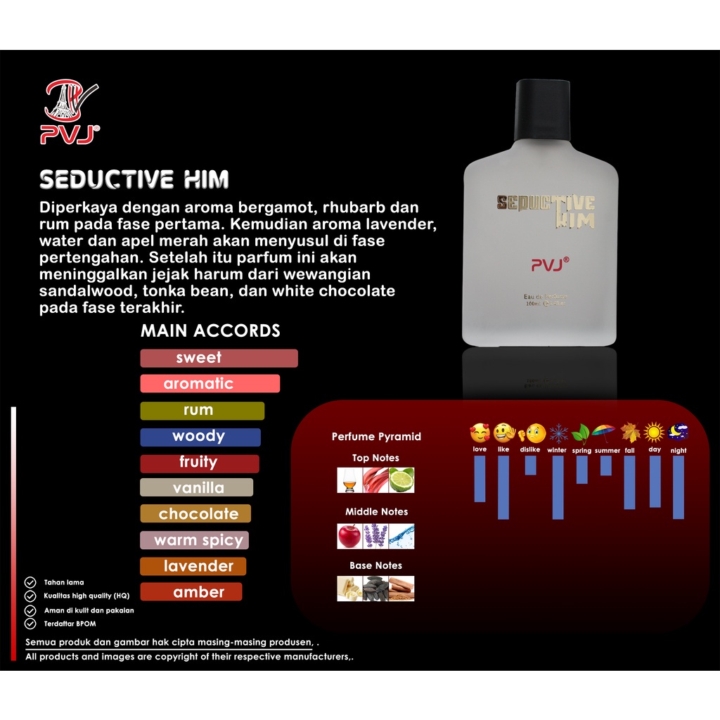 [PREMIUM] BEST PRODUCT BPOM PVJ SEDUCTIVE HIM - BEST SELLER PARFUM PRIA