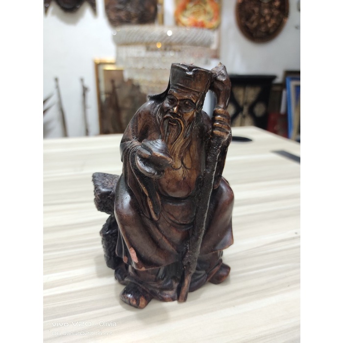 ✅Ready Patung Dewa Bumi Duduk Fiber Kuno Jadul Antik Terbaru