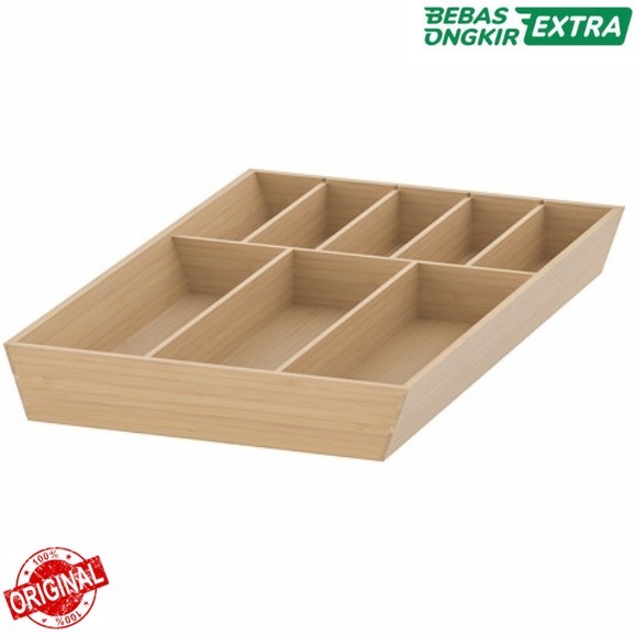 ✅Termurah Kotak Bambu Penyimpanan Sendok  Garpu Laci Dapur Serbaguna 32X50Cm Bisa Sameday