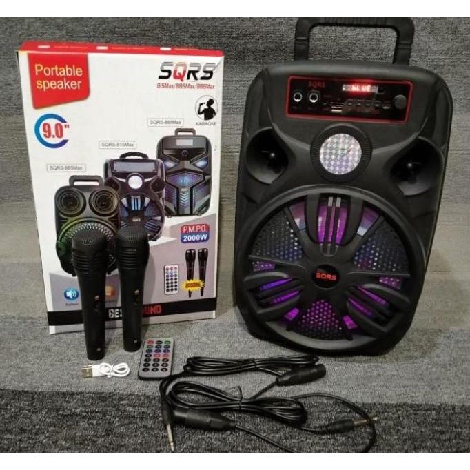 Speaker bluetooth Karaoke 9 inch SQRS- 815/888/885 PLUS 2 MIC KARAOKE