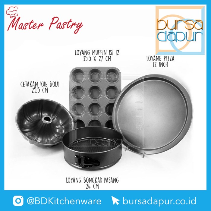 

✅Termurah Value 4 Pcs Set Bundt Form / Muffin 12 / Pizza Pan / Spring Form 24 Cm Diskon