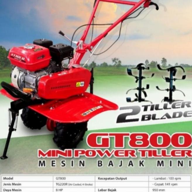 Mesin Traktor Sawah Bajak Mini Power Tiller Tiger Gt800 Gt 800 Singkal