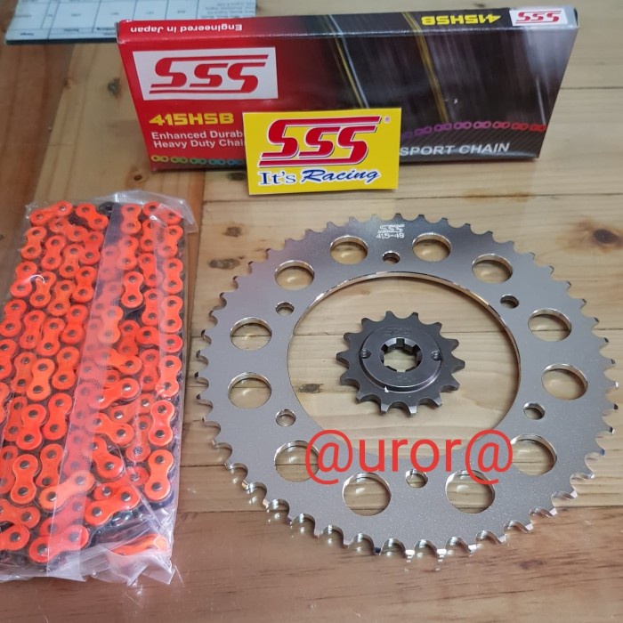 ✨Ori Gear Set Sss R15 V3 / Vixion R  Rantai Hsb 415 Orange Bisa Sameday