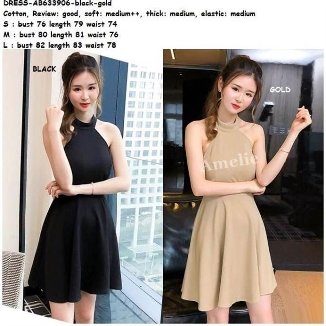 Trend Party Mini Dress Gaun Pesta Korea Import Ab633906 Hitam Black Gold Original