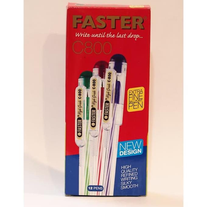 

TERMURAH Faster Ballpoint /Pulpen C800 , 0.7mm isi 12 pcs- Black ORIGINAL PROMO