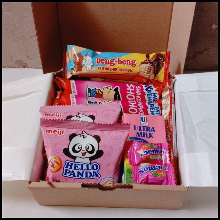

HOT DEAL SNACK BOX GIFT BOX HAMPERS SMALL TEMA PINK (BISA REQUEST ISI) !!!!