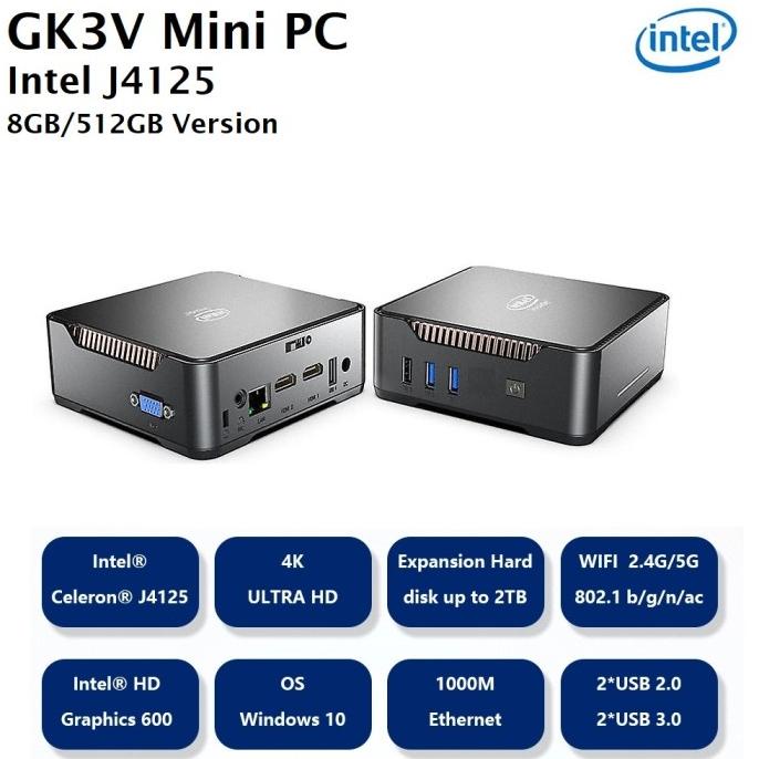 Gk3V Mini Pc Intel Gemini Lake J4125 8Gb Ram 512Gb Rom - Komputer Mini Kode 1313