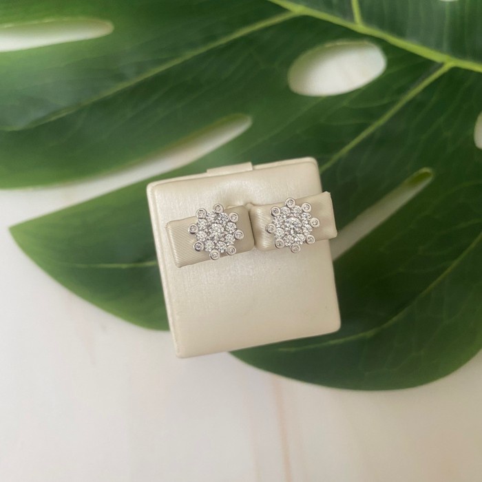 ✨Termurah Anting Giwang Emas Putih 17K Kadar 750 75 Zircon Fashion 2.36 Gram Bisa Sameday