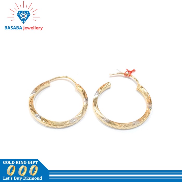 ✨Termurah Anting Jepit Model Bulat Kombinasi Terbaru- Emas Asli 375 Diskon