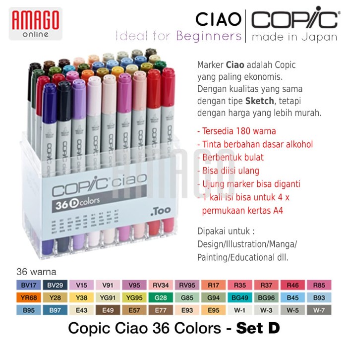 

✨Sale Copic Ciao - 36 Color Set D - Ccm/36D Berkualitas