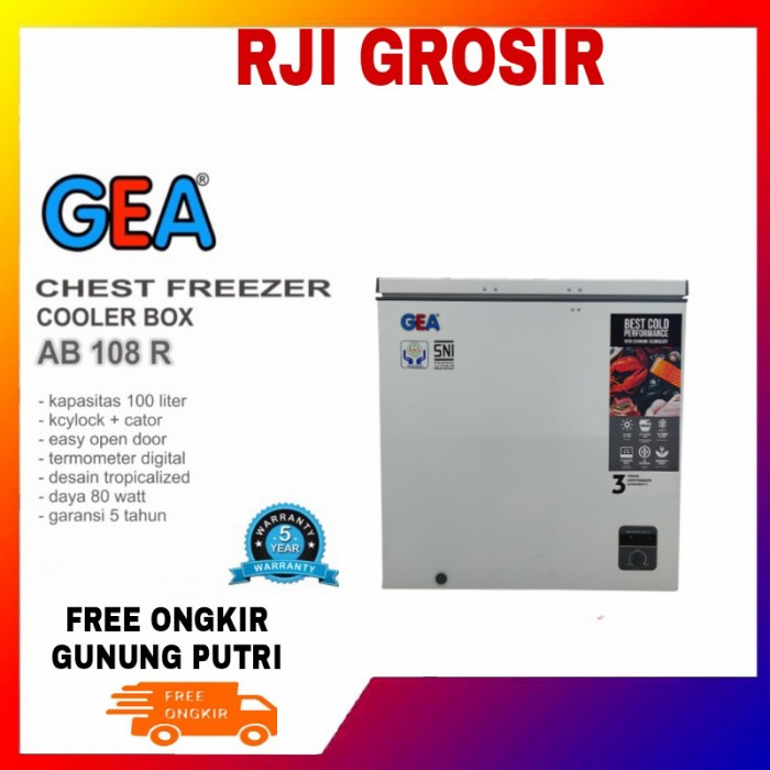 ✨Ready Gea Ab 108 R Chest Freezer Box 100L Lemari Pembeku 100 Liter By Gea Limited