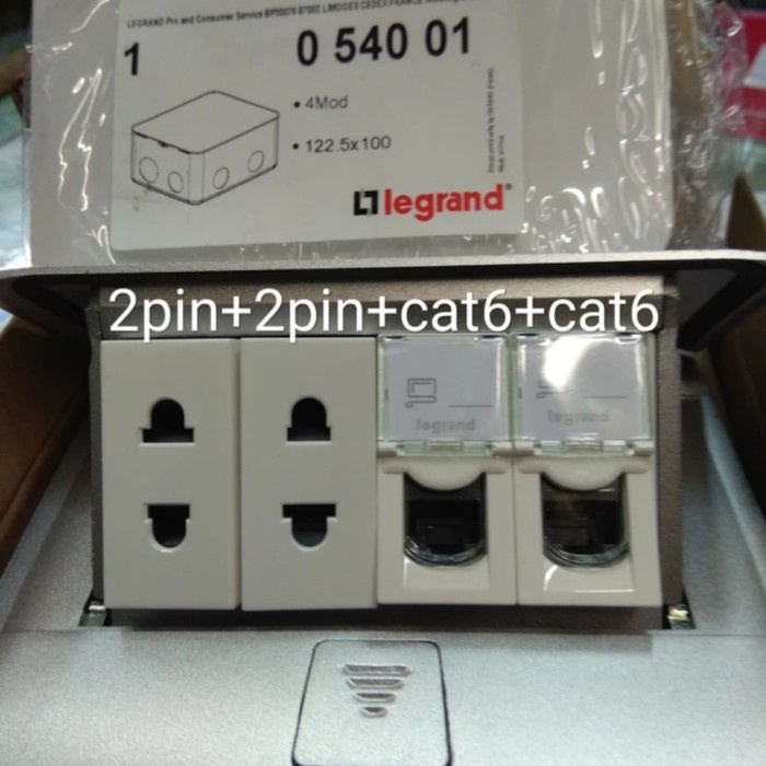 ✨Ori Stop Kontak Lantai Legrand 2 Pin 2Pin Data Cat6 Telpon Lantai 2 Pin Limited
