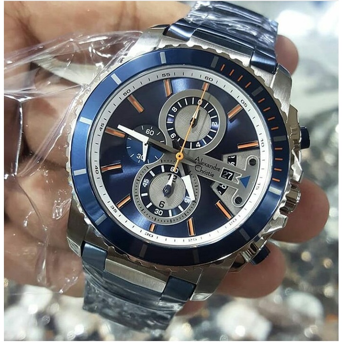 ✅Original Jam Tangan Pria Alexander Cristie Ac 6455 Cowok Blue Silver Original Bisa Gojek