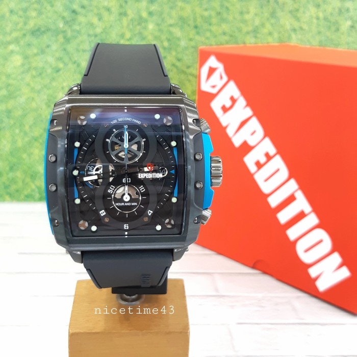 ✅Original Jam Tangan Pria Original Expedition E6811M Black Blue Terbaru