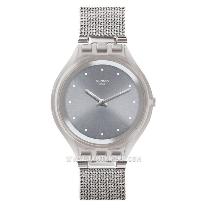 ✅Original Swatch Svuk103M Skinsparkly Men Grey Dial Stainless Steel Strap Diskon