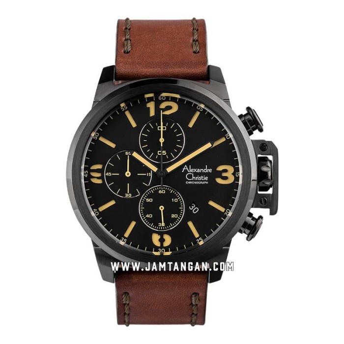 ✅Ori Alexandre Christie Ac 6280 Mc Lipbaivbo Man Sport Black Dial Brown Diskon