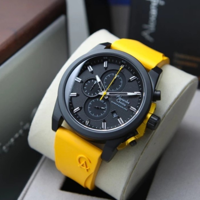 ✅Ori Alexandre Christie Ac 6659 Black Yellow Ac6659 Pria Original Bisa Sameday