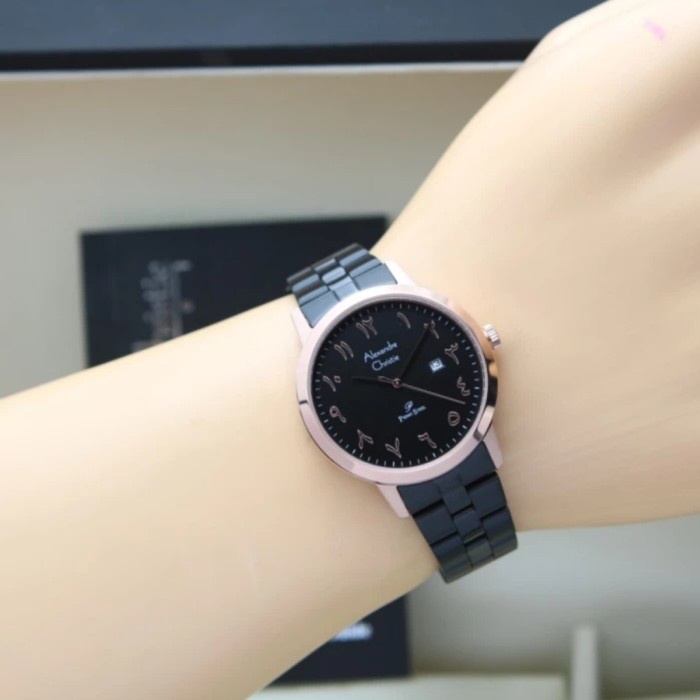 ✅New Ori Jam Tangan Wanita Original Alexandre Christie Ac1024Ld Rosegold Black Terbatas