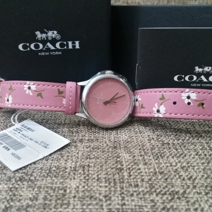 ✅New Ori Jam Tangan Coach W1546 Nb2 Calfskin Pink Leather Original Multicolor Terbaru