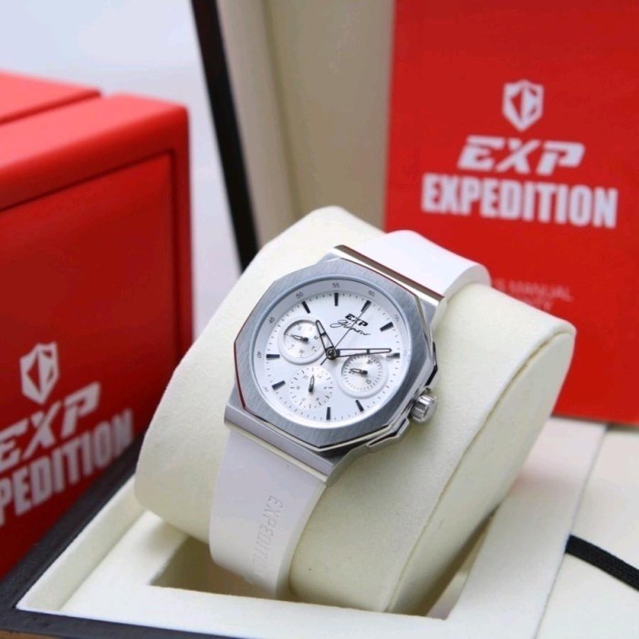 ✅New Ori Jam Tangan Wanita E 6816 Bf Original Rubber White Silver Bisa Sameday