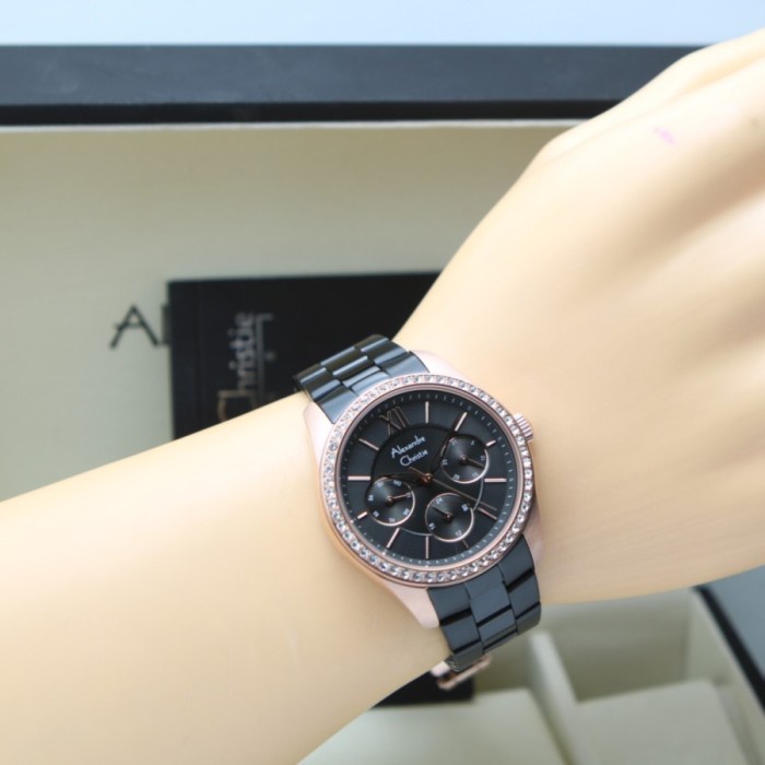 ✅New Alexander Christie Women 2827 Black Rosegold Limited