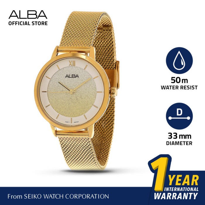 ✅New Jam Tangan Alba Ah8628 Wanita Rantai Pasir Gold Original Terbatas