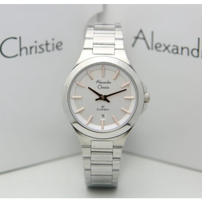 ✅Baru Jam Tangan Wanita Alexandre Christie Ac 8634 Ac8634 Silver Original Bisa Gojek