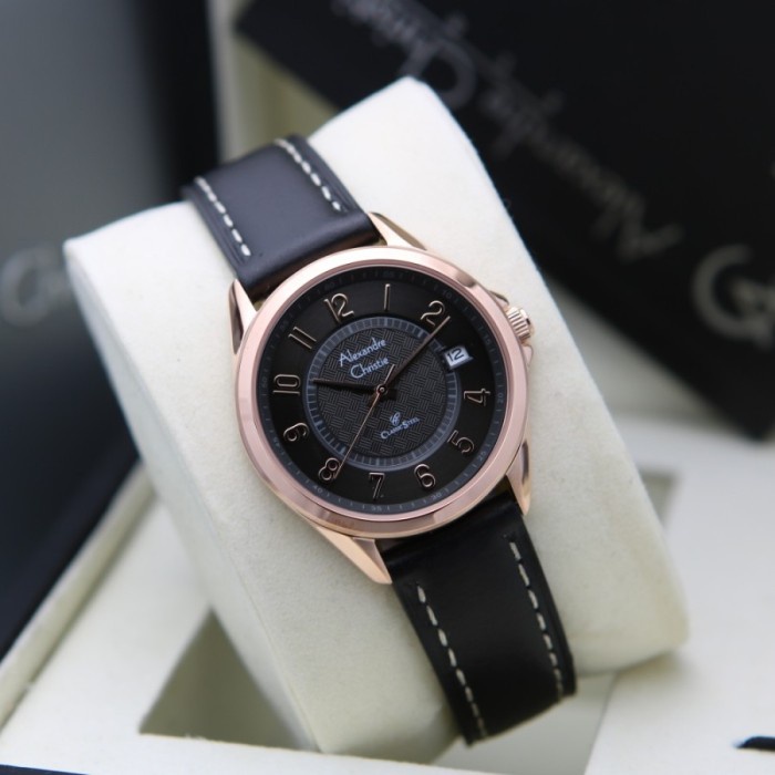 ✅Baru Alexandre Christie 8649 8649Ldlrgba Black Rosegold Jam Wanita Original Berkualitas