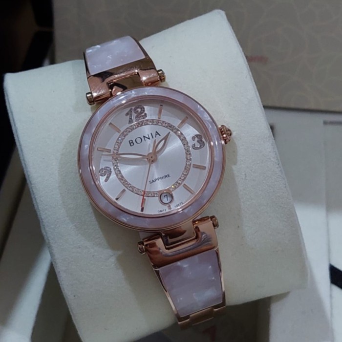✅New Bonia Bnb10672-2515 Saphire Rosegold White Jam Wanita Original Limited