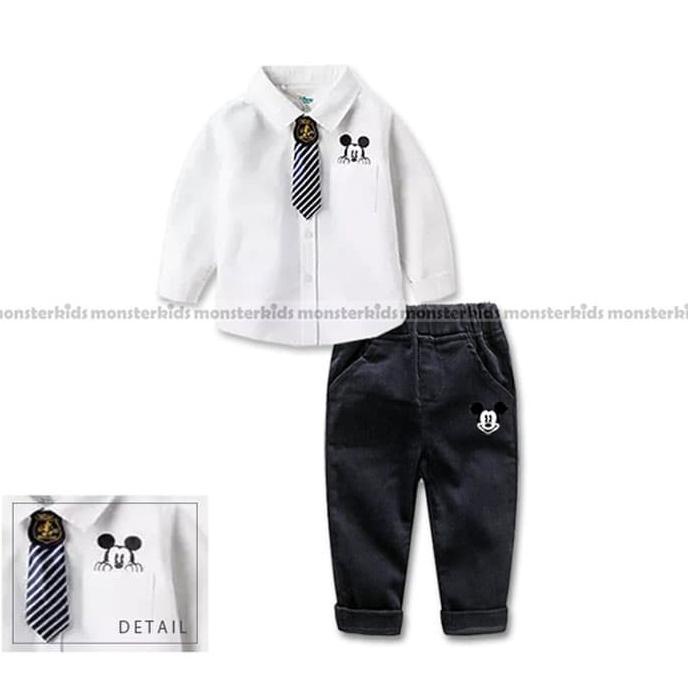 BK1802 - Baju Setelan Kemeja Putih Anak Cowok 8-9-10-11-12-13 tahun