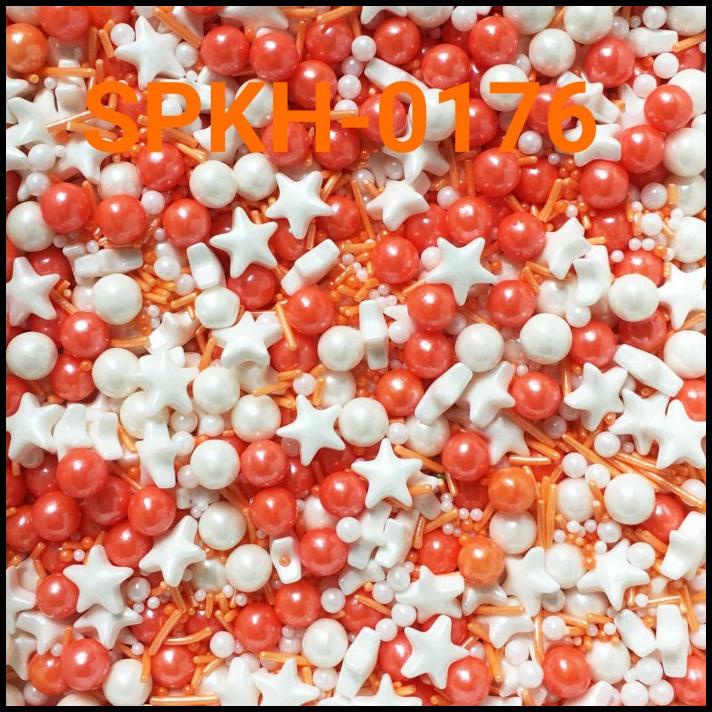 

BEST DEAL SPKH-0176 SPRINKLES SPRINKLE SPRINGKEL 500GR BINTANG MUTIARA ORANGE
