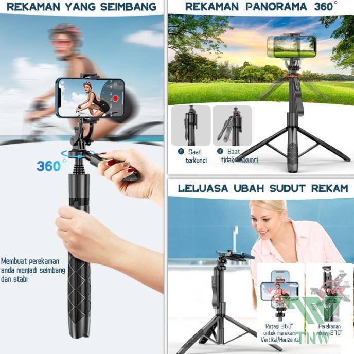 TNW Tongsis Tripod Bluetooth Selfie Stick Tripod HP Kamera 1/4 Adaptor