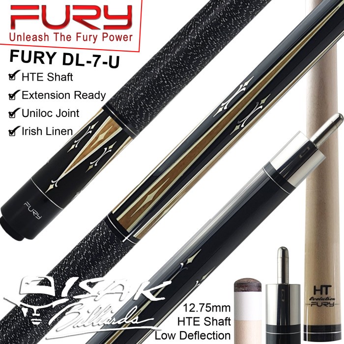 Terlaris Fury Dl-7 Maple Pool Cue - 13 Mm - Billiard Stick Stik Biliar Bilyar
