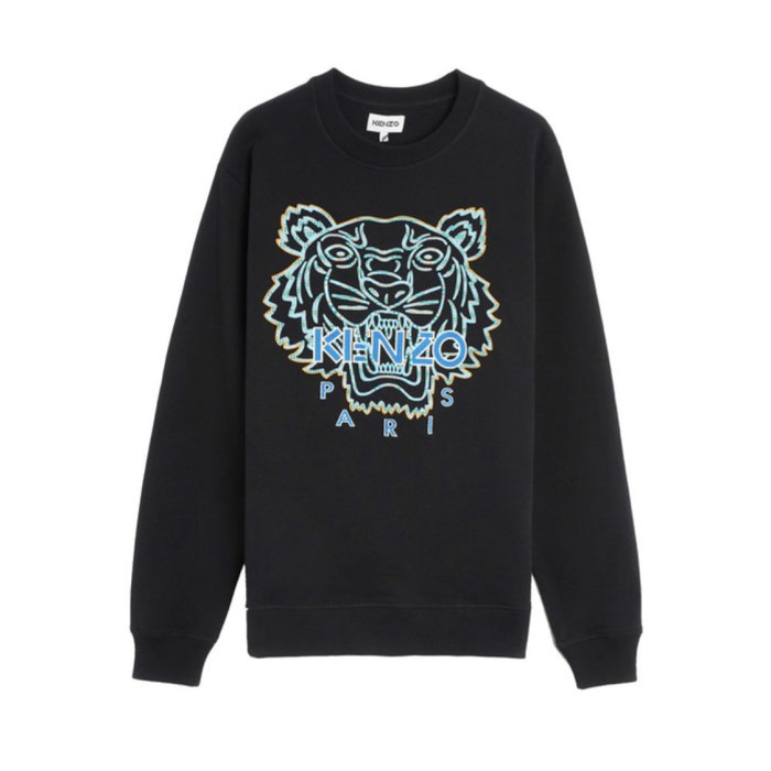 ✨New Kaos Sweater Kenzo Tiger Embroidered Black Blue Original Berkualitas