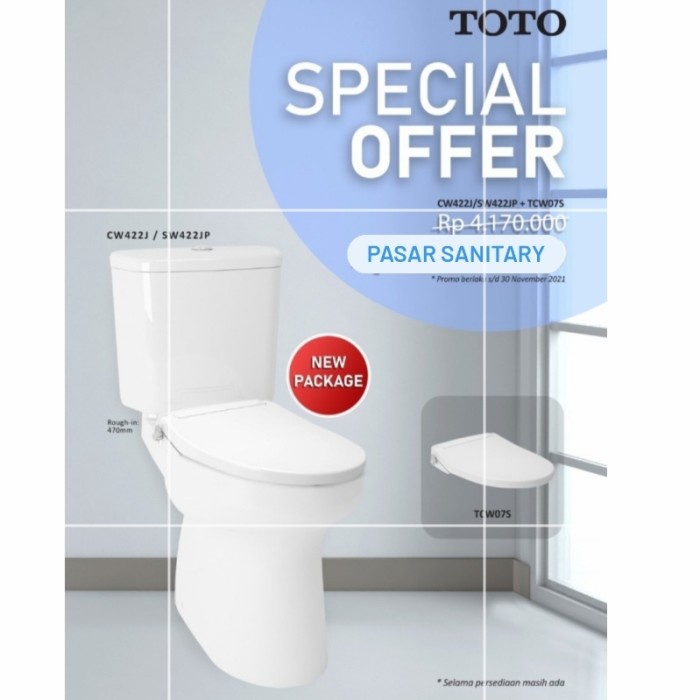 ✅Sale Promo Closet Duduk Toto Cw 422 Eco Wasser/Cw422Tcw075/Kloset Toto Diskon