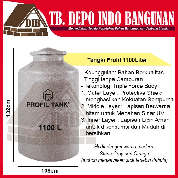 ✅Original Tangki Air Profil Tank 1100 Liter Tda Lt Tandon Plastik 1000 Bisa Sameday