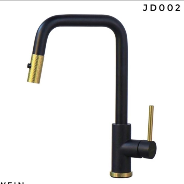✅Ori Kran Sink Tarik Panas Dingin Black Gold / Keran Dapur Pull Hitam Emas Diskon
