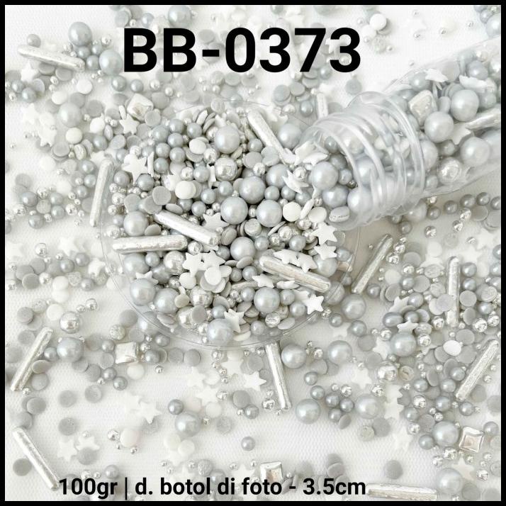 

BEST DEAL BB-0373 SPRINKLES SPRINKLE SPRINGKEL 100GR PERAK ABU SILVER BINTANG !!!