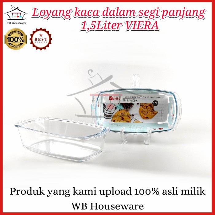 LOYANG KACA TAHAN PANAS SEGI PANJANG DALAM 1,5LITER VIERA / PRASMANAN