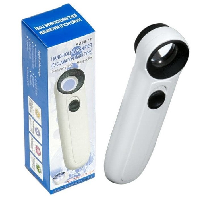 

Kaca Pembesar Loupe 40X Magnification Hand Hold Magnifier 2 Led
