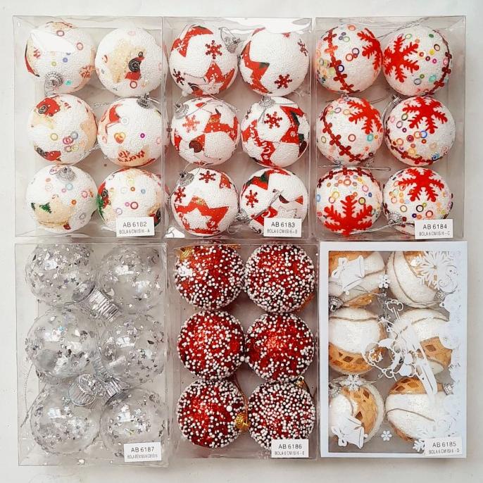 

New Bola Natal Isi 6 Warna Putih 6Cm Dekorasi Pohon Natal Hiasan Murah Terbaik