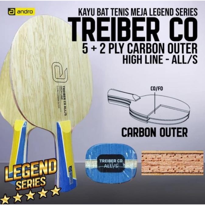 Kayu Bet Pingpong Tenis Meja Andro Treiber Co All/S Carbon Outer Kode 1152