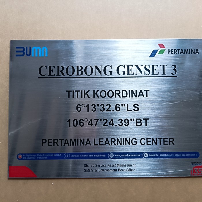 ✅Baru Plat Stainless Etching Pertamina Limited