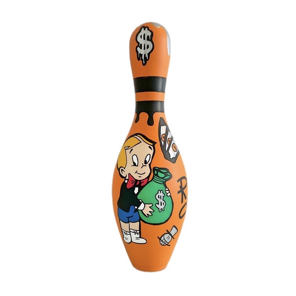 [Original] Richie Rich Orange Bowling Pin With Hermes Logo By Josh Mahaby Pop Art Limited