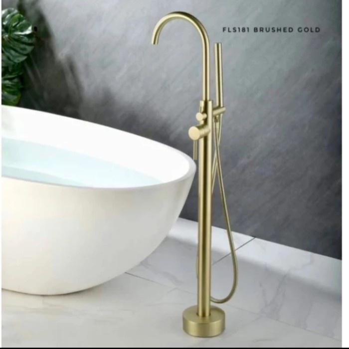 [Ori] Keran Bathtub Standing Gold Doff/Kran Lantai Bathtub Brush Goldberdiri Terbaru