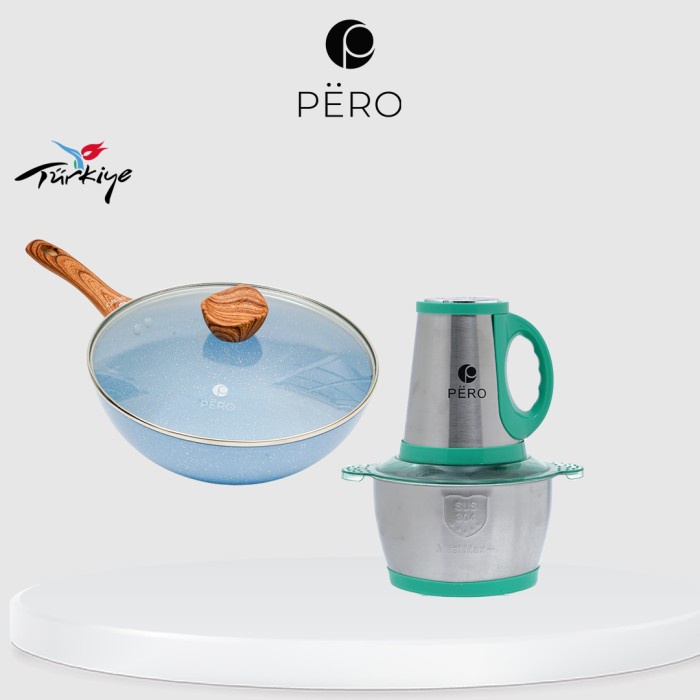 [New] Pero Bundling Wokpan 28Cm With Lid  Chopper Stainless 2Liter Bisa Gojek
