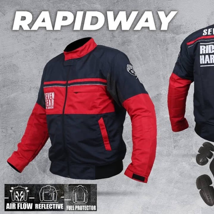 [New] Jaket Motor Touring Full Protector / Jaket Rapidway Navy 7Gear Diskon