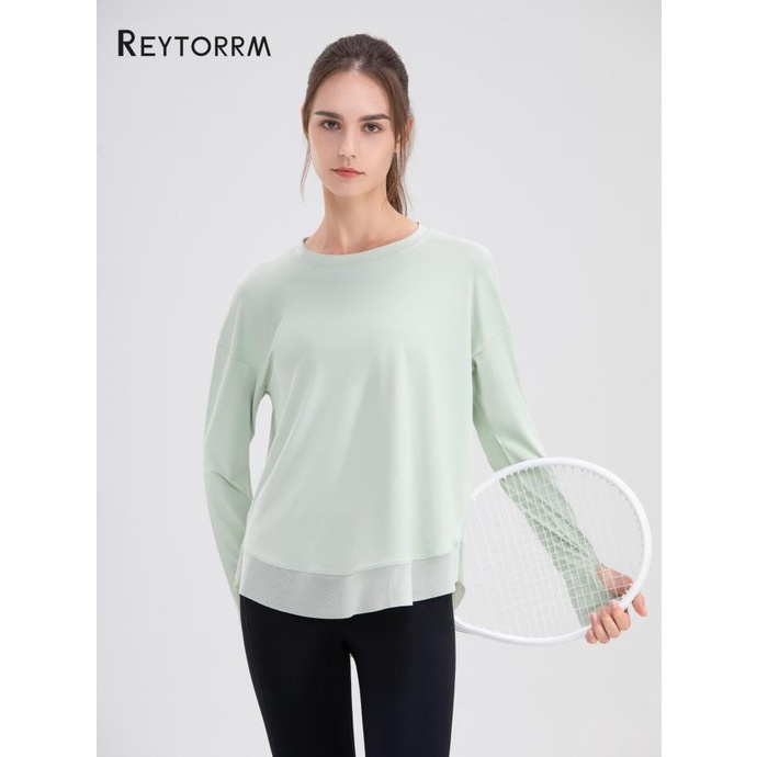 Reytorrm Baju Olahraga Wanita Lengan Panjang Kaos T-Shirt polo kemeja