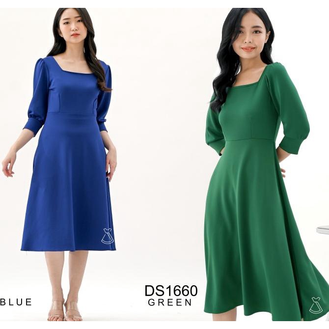 Terlaris Ds1660 - Dress Midi Scuba Dress Pesta Wanita Flare Limited Edition