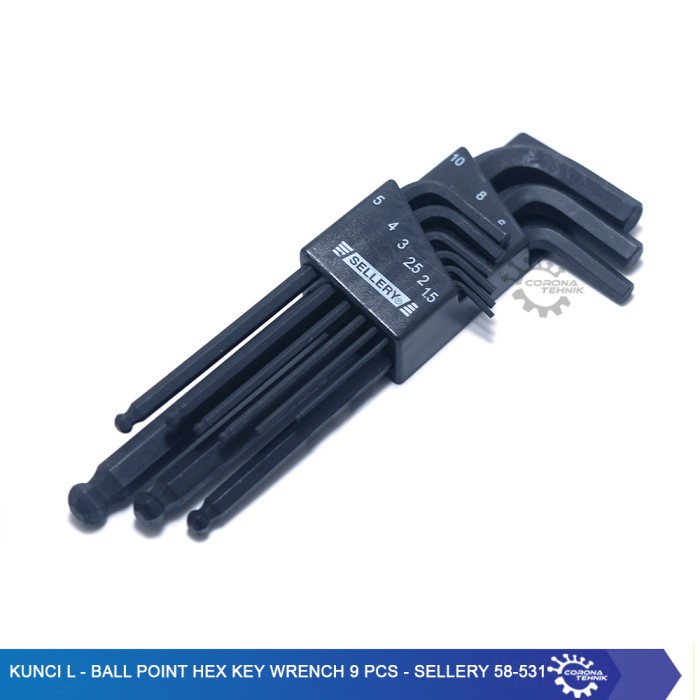 Kunci L - Ball Point Hex Key Wrench 9 Pcs - Sellery 58-531 star